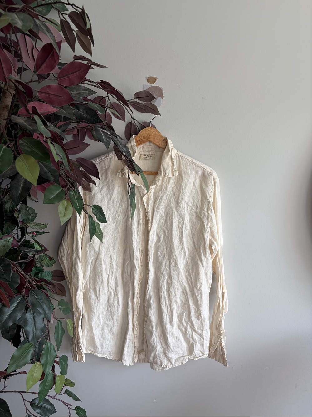 Mate linen Lightweight Cream Button-Up Shirt Jacket - Women's